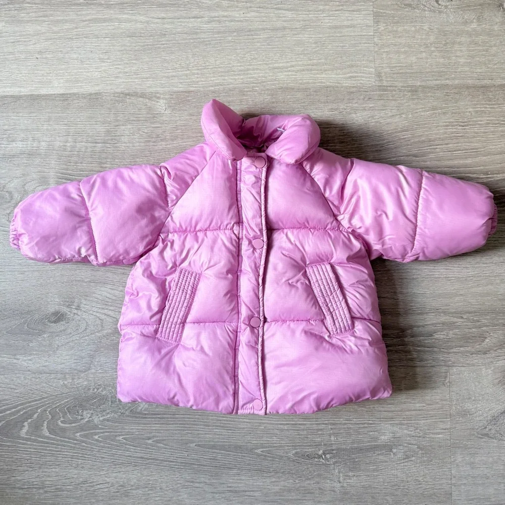 Zara Kids Pink Puffer Coat Quilted Winter Jacket Size 2 Years 92cm